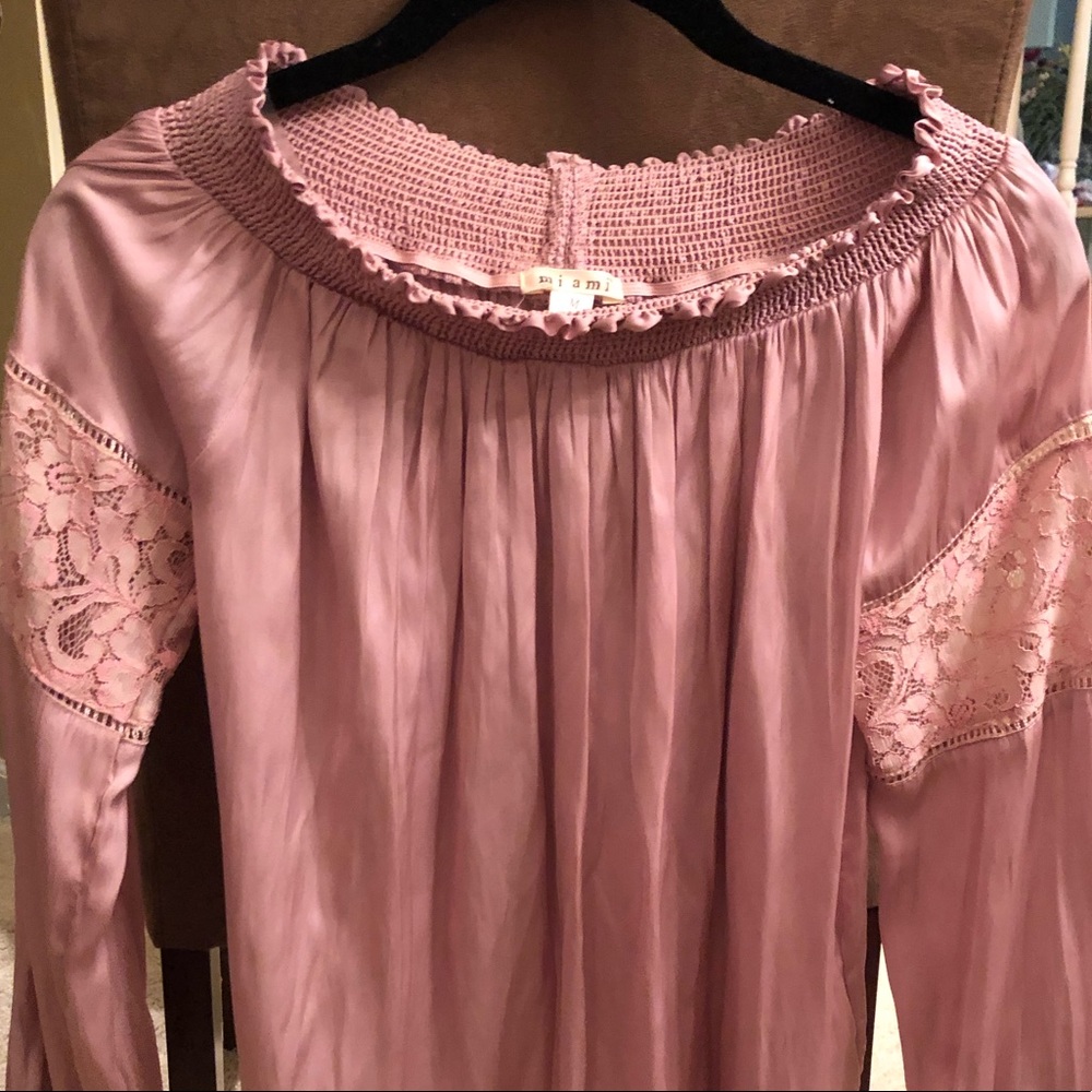 Miami off shoulder pale pink shirt